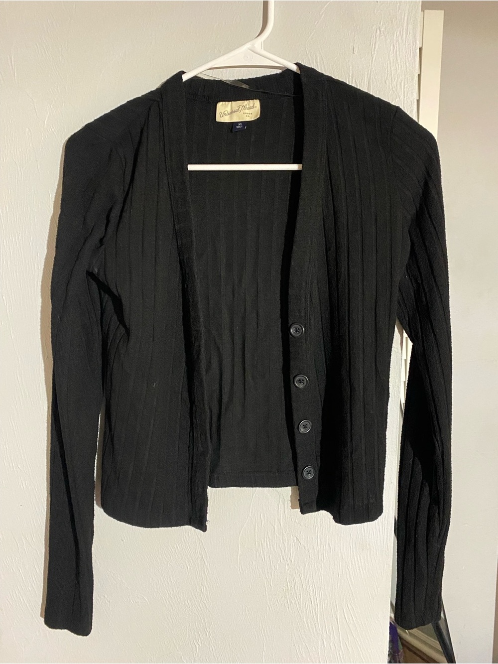 Universal Thread Black Ribbed Button-Front Cardigan